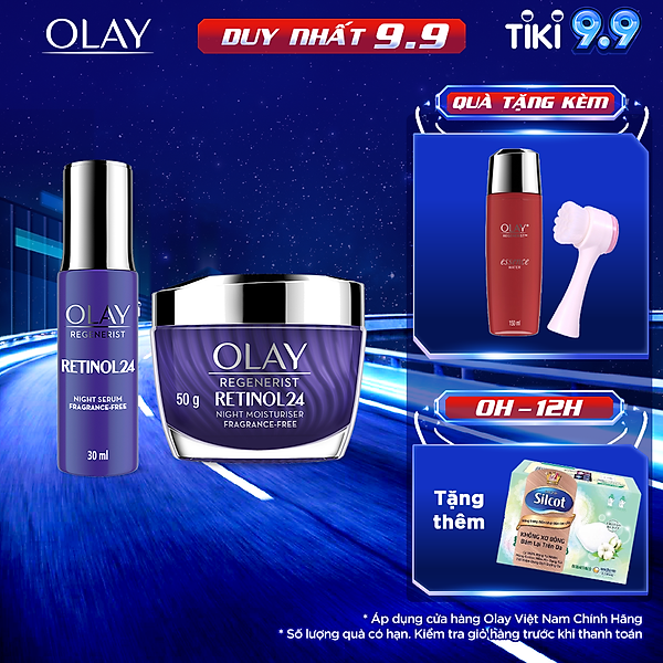 Combo Olay Ngăn Ngừa Lão Hóa Chiết Xuất Retinol24: Kem Dưỡng Ban Đêm 50G Và Serum 30Ml