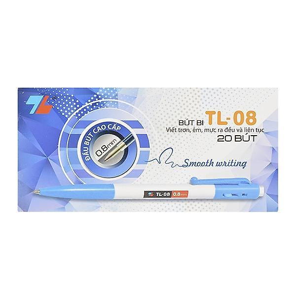 Hộp 20 Bút Bi 0.8 mm Thiên Long TL-08 - Mực Xanh
