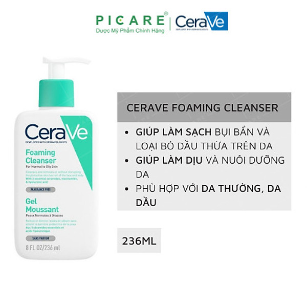 Sữa Rửa Mặt Dịu Nhẹ Cho Da Dầu CeraVe Foaming Cleanser 236ml