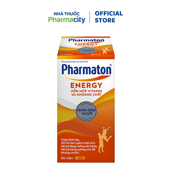 Viên uống Pharmaton Energy bổ sung nhân sâm G115, vitamin tổng hợp và khoáng chất (Hộp 30 viên)