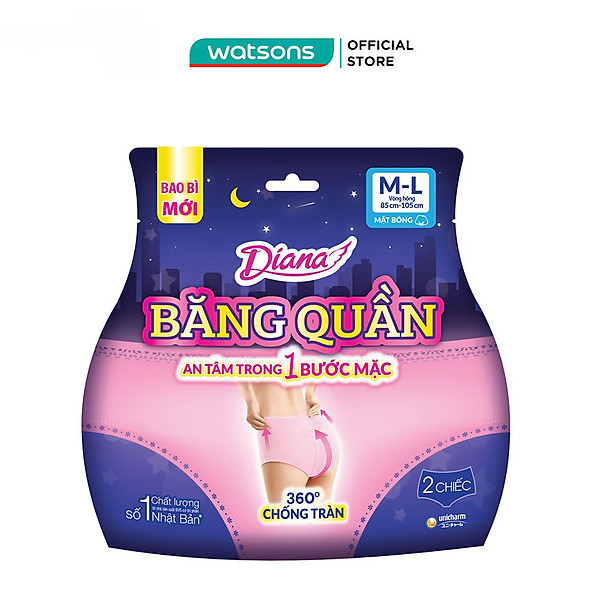 Băng Vệ Sinh Dạng Quần Diana Sensi Chống Tràn Size M-L 2 Chiếc/Gói