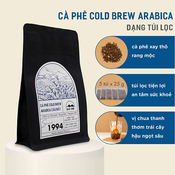 Cà Phê Cold Brew Arabica Cầu Đất DalatFarm - Túi 125 g