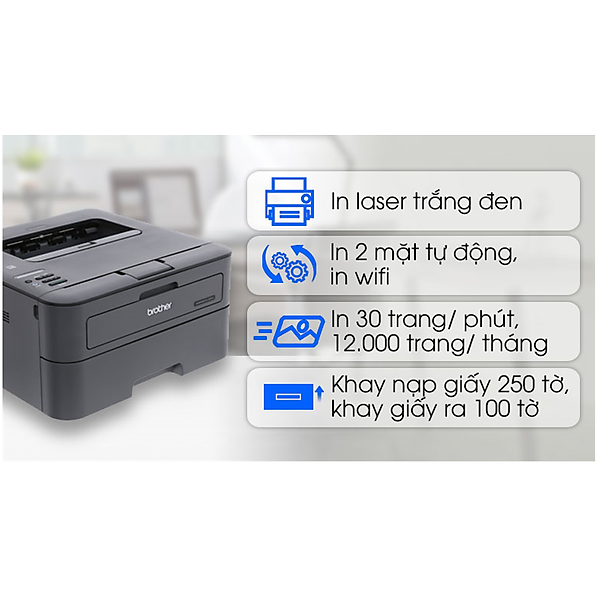 Máy in Laser Brother HL-L2366DW (kết nối Wifi)- Hàng chính hãng