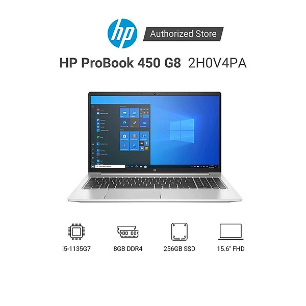 Laptop HP ProBook 450 G8 2H0V4PA i5 1135G7 | 8GB RAM | 256GB SSD | 15.6″ FHD | FP | Win | Bạc – Hàng Chính Hãng