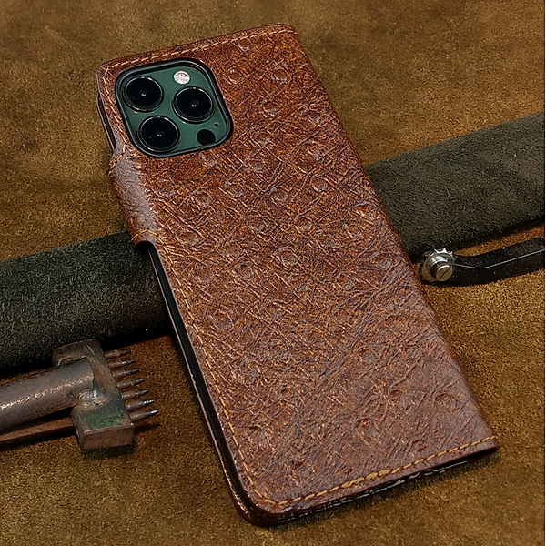 Bao da cho ·điện thoại 12 pro max, 13 pro max handmade dạng ví da bò thật