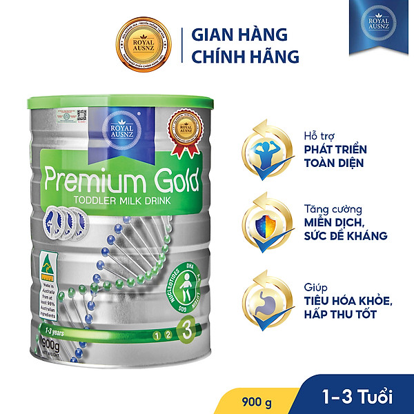 Sữa Bột Hoàng Gia Úc Royal Ausnz Premium Gold Số 3 Bổ Sung Vitamin, Khoáng Chất Cho Trẻ 900G