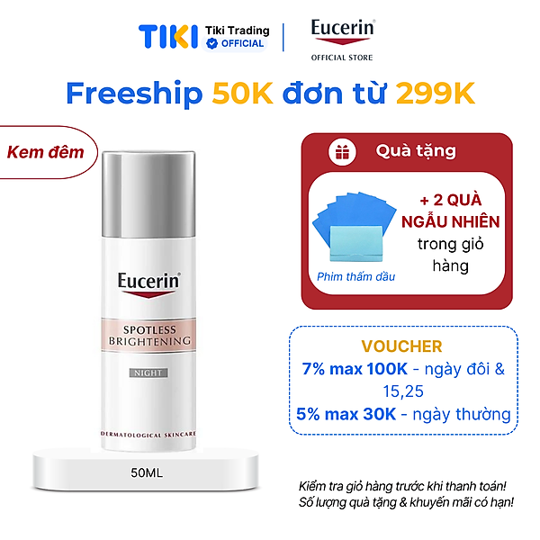 Kem dưỡng đêm giảm thâm nám & sáng da Eucerin Spotless Brightening 50ml