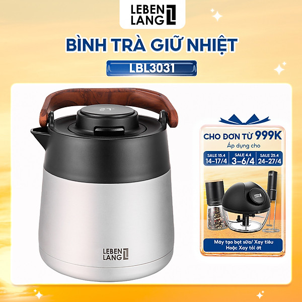 Bình pha trà giữ nhiệt inox 304 có lõi lọc trà Lebenlang LBL3031, dung tích 1000ml - hàng chính hãng