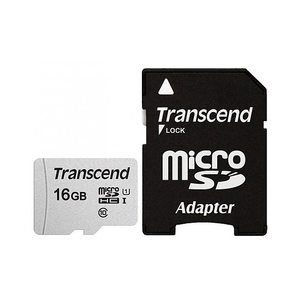 Thẻ Nhớ Micro SD Transcend 16GB 300S-A – 100MB/s (Kèm Adapter)