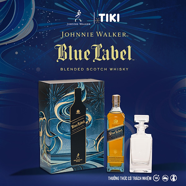 {Freeship 50K} Hộp quà Rượu Johnnie Walker Blue Label Blended Scotch Whisky 40% 750ml