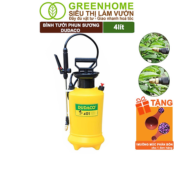 Bình Tưới Cây Dudaco, Greenhome, 4 Lít, Phun Xa 2 Chế Độ, Bơm Nhẹ Tay, Tưới Cây Phun Sương, Bền, Đẹp