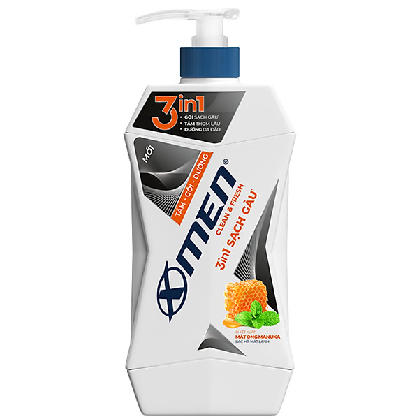 Tắm Gội Dưỡng Xmen Clean & Fresh 3in1 Sạch Gàu Chai 610g