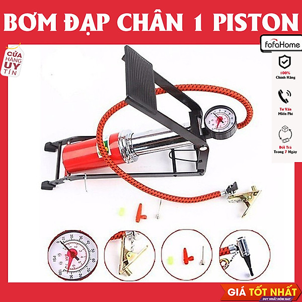 Bơm Đạp Chân Mini Xe Đạp Xe Máy Ô Tô Loại 1 Ống Và 2 Ống Piston Đa Năng