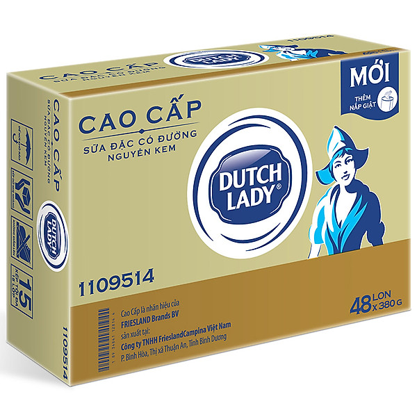 Thùng 48 hộp Sữa đặc có đường Dutch Lady cao cấp (48 hộp x 380g)