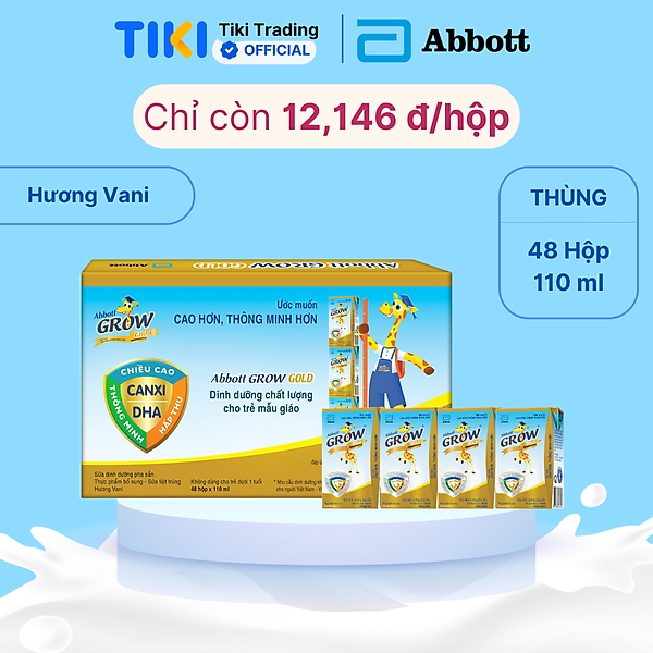 Thùng 48 Hộp Sữa Nước Abbott Grow Gold 110ml