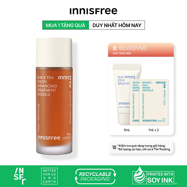 Nước dưỡng ngăn ngừa lão hóa từ trà đen innisfree Black tea Youth Enhancing Treatment Essence 75 mL (New 2023)