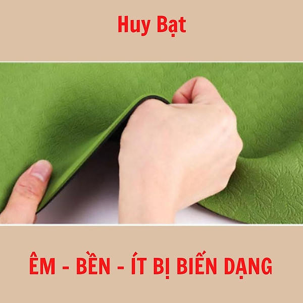 Thảm Tập Yoga, Tập Gym 8mm 2 Lớp Không Mùi + Túi Đựng Thảm + Dây Buộc Thảm Chính Hãng HUY BẠT - Giao Ngẫu Nhiên.