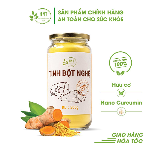 Tinh bột nghệ nhiều curcumin HNT 500g - Đã được kiểm nghiệm an toàn chất lượng thực phẩm- dùng khi, dưỡng da, đau dạ dày