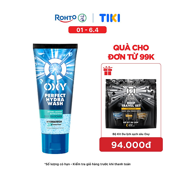 Sữa rửa mặt cho nam Oxy sạch sâu sảng khoái dưỡng ẩm dạng gel Oxy Perfect Hydra Wash 100g