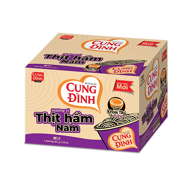 Thùng 24 Ly Mì Khoai Tây Cung Đình Hương Vị Thịt Hầm Nấm