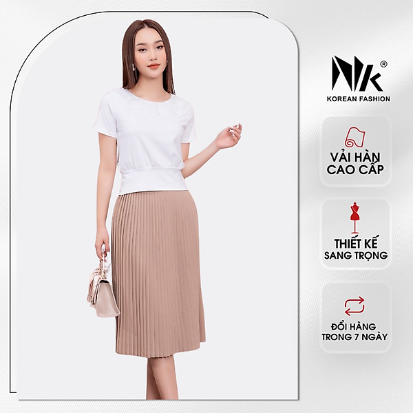 Chân Váy Dập Ly Công Sở NK Fashion Dáng Dài Basic, Chất Liệu Vải Cao Cấp Mềm Mịn NKCV2107001
