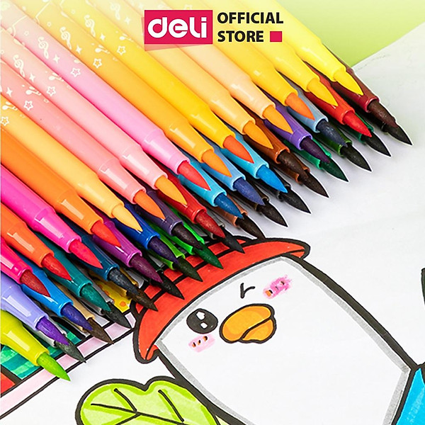 Bút Brush Bút Dạ Màu Marker Chuyên Viết Calligraphy Đầu Mềm Dành Cho Học Sinh Mĩ Thuật Hội Hoạ Deli - Tô Vẽ Truyện Tranh Manga Anime - HM555