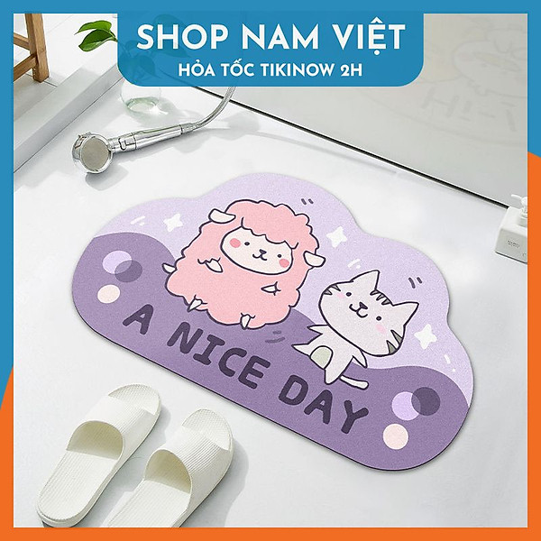 Thảm Chùi Chân 4 Lớp Siêu Thấm Hút - Họa Tiết Hoạt Hình - Chính Hãng NAVIVU