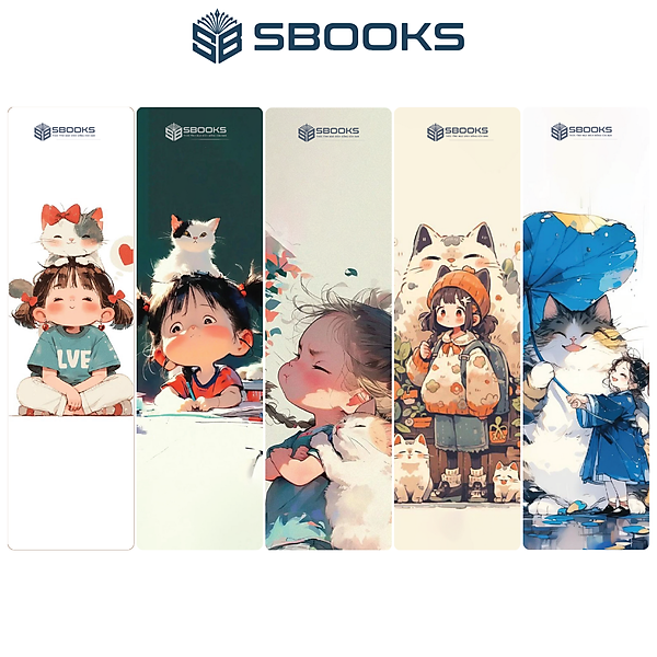 5 Cái Bookmark Kẹp Sách, Dấu Trang Hoạ Tiết Bé Và Mèo - SBOOKS