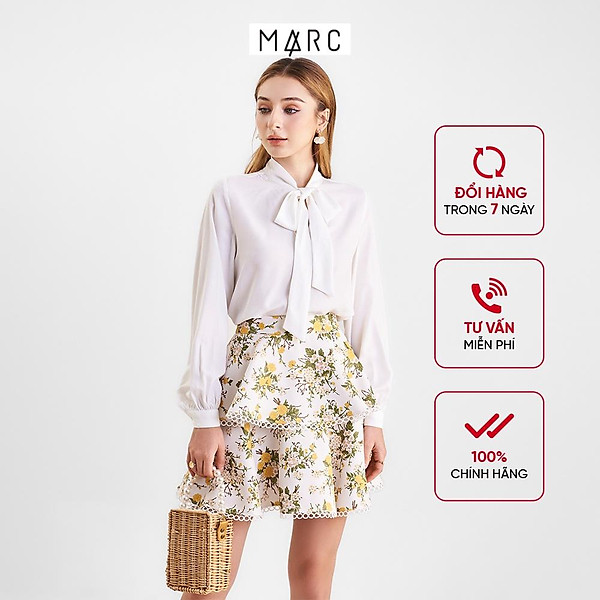 Váy nữ Marc Fashion hoa xòe 2 tầng viền ren tròn FAVH0427