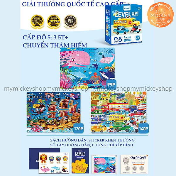 BỘ XẾP HÌNH 7 CẤP ĐỘ TỪ DỄ ĐẾN KHÓ THEO LỨA TUỔI – HÃNG MIDEER 7 ADVANCED LEVELS PUZZLE mẫu mới 2021