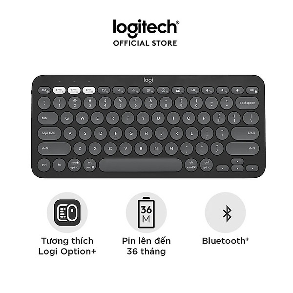 Bàn phím Bluetooth đa thiết bị Logitech Pebble Keys 2 K380s - Hàng chính hãng