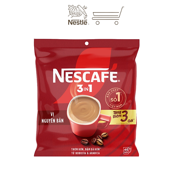 Cà phê hoà tan NESCAFÉ 3IN1 VỊ NGUYÊN BẢN - công thức cải tiến (bịch 46 gói x 16g)