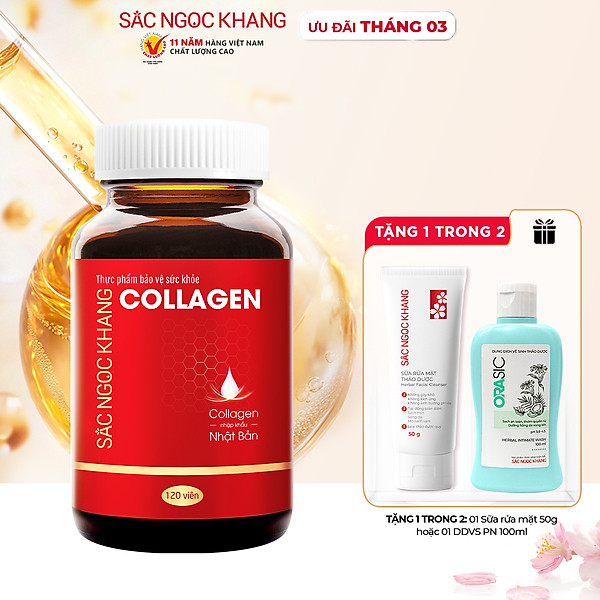 Viên uống đẹp da Collagen Sắc Ngọc Khang 120 viên thế hệ mới giúp sáng da, giảm nếp nhăn - đốm nâu, nuôi dưỡng và làm đẹp da , tóc, móng