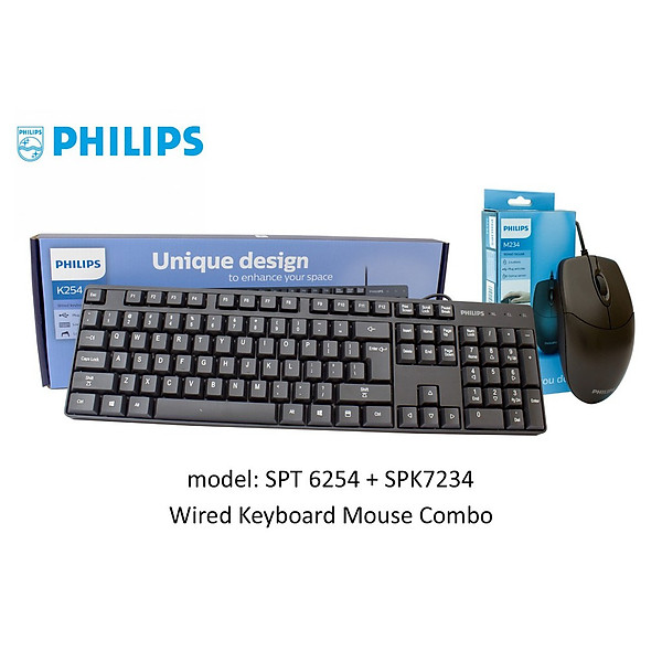 COMBO CHUỘT BÀN PHÍM PHILIPS SPK6254 + PHILIPS SPK7234 – Hàng Nhập Khẩu Chính Hãng