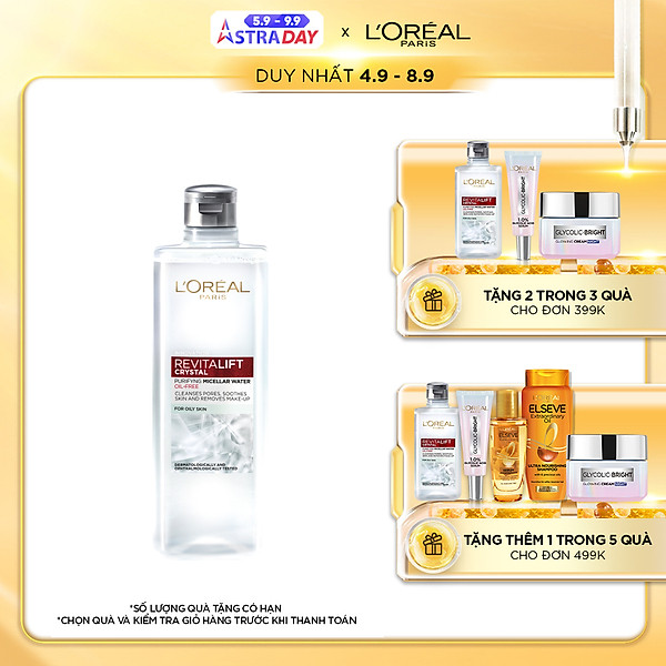 Nước tẩy trang đa năng 3-in-1 L’Oreal Paris Micellar 400ml