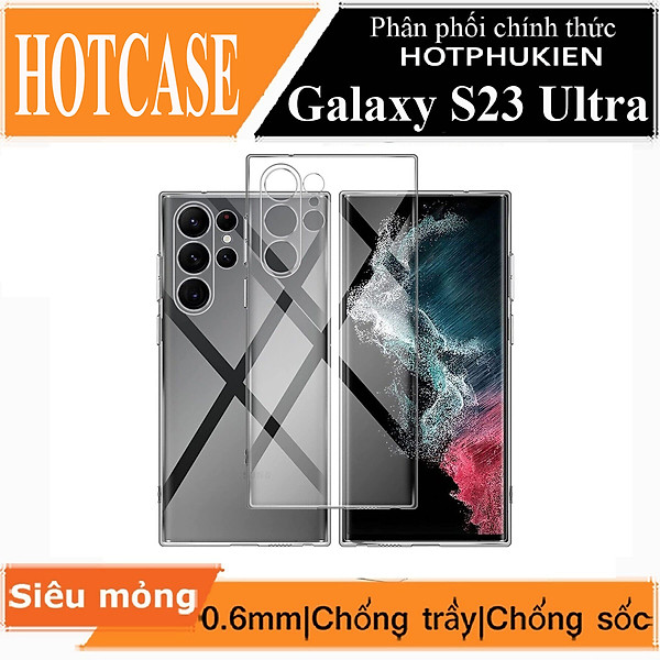 Ốp lưng silicon dẻo cho Samsung Galaxy S23 / Galaxy S23+ / Galaxy S23 Plus / S23 Ultra hiệu HOTCASE trong suốt mỏng 0.6mm độ trong tuyệt đối chống trầy xước - Hàng nhập khẩu