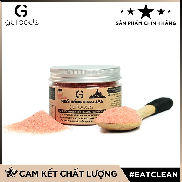 Muối hồng Himalaya GUfoods (dạng hạt mịn) - Tự nhiên, Giàu khoáng chất vi lượng, Không phụ gia, Không tinh chế