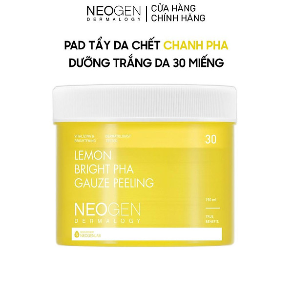 Toner Pad Tẩy Da Chết Chiết Xuất Chanh Pha Neogen Dermalogy Lemon Bight Gauze Peeling 30 Miếng