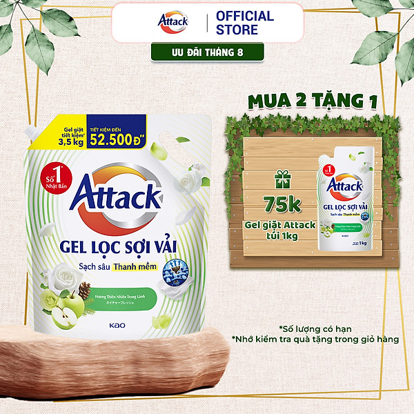Gel Giặt Attack Hương Thiên Nhiên Trong Lành Túi 3.5Kg
