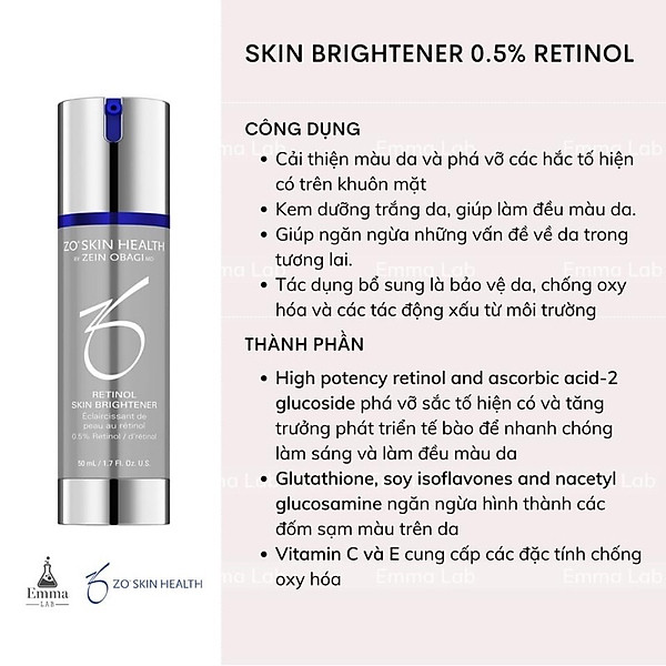 Kem Dưỡng Trắng Da Chống Lão Hóa Retinol 0.5% Zo Skin Health 50Ml Hàng Công Ty