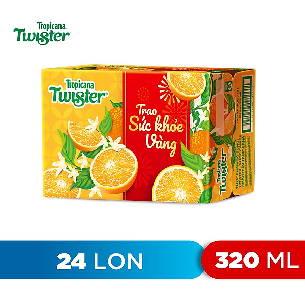 Thùng 24 Lon Nước Trái Cây Twister Cam (320ml/Lon)