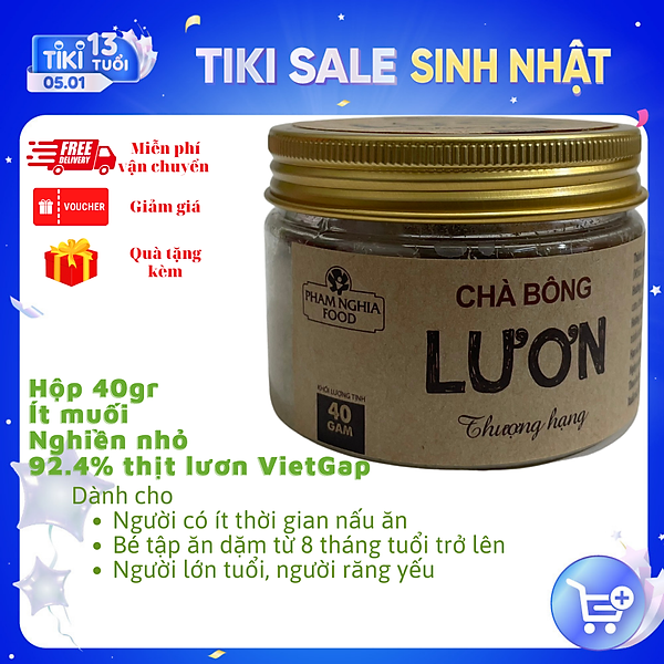 Chà bông Lươn thượng hạng Phamnghiafood 40gr - Ruốc lươn 92.4% thịt Lươn chuẩn VietGap. Cho bé dinh dưỡng, cho mẹ nhàn tênh