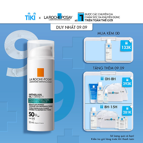 Kem Chống Nắng Dạng Gel Giúp Giảm Mụn Kiểm Soát Bóng Nhờn Và Thu Nhỏ Lỗ Chân Lông La Roche-Posay Anthelios Oil Correct 50Ml