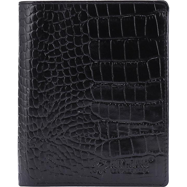 Ví Nam Vân Cá Sấu Kiểu Đứng Huy Hoàng HT2120 (12.5 x 10 cm) - Đen