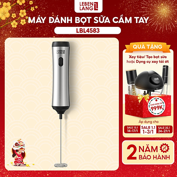 Máy đánh bọt cafe cầm tay Lebenlang LBL4583, sạc điện tiện lợi, công suất 10W, hàng chính hãng - bảo hành 2 năm