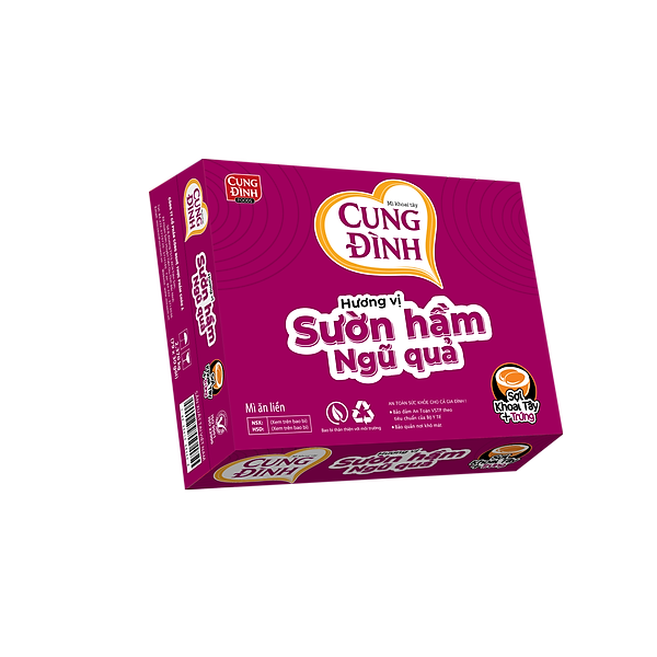 Thùng 30 Gói Mì Khoai Tây Cung Đình Hương Vị Sườn Hầm Ngũ quả