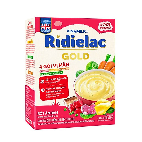 Bột ăn dặm Vinamilk Ridielac Gold 4 Vị Mặn - Hộp giấy 200g