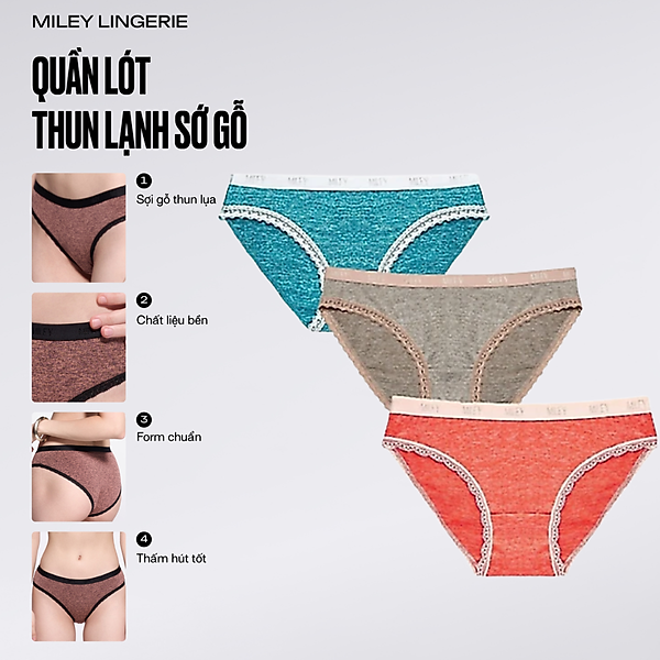 Bộ 3 Quần Lót Thun lạnh Sớ Lụa Miley Lingerie FWS_00 - NHIỀU MÀU