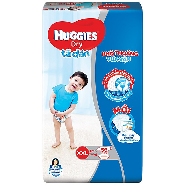 Tã Dán Huggies Dry Gói Cực Đại Xxl56 (56 Miếng) – Bao Bì Mới