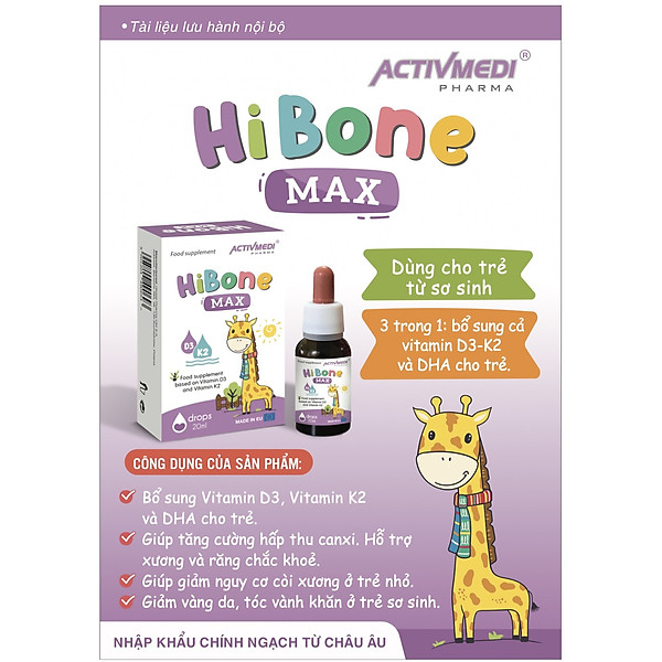 Vitamin D3+K2 HiBon Tăng Cường Hấp Thu Canxi Cho Bé lọ 10ml Nhập Khẩu Chính Hãng date mới nhất